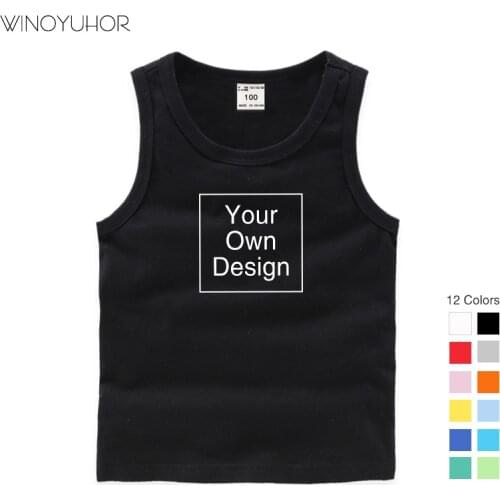 Customized Print Sleeveless Cotton Tshirts Kids Baby Your Own Design Logo Picture Clothing For Boy Girls DIY Vest T-shirt