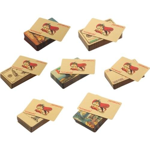 Playing Cards Gold 24K Plated Euro Style US dollars Style Poker Table Games 54pcs/deck