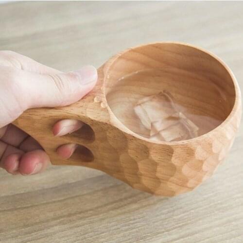 1PC Coffee Cup Natural Jujube Wood Tea Cup With Handgrip Milk Travel Wine Beer Cups For Home Bar Kitchen Gadgets Dropshipping