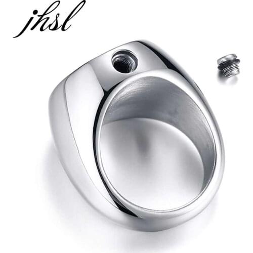 JHSL Big Large Men Rings Can Open for Save Store Pets Ash Silver Color Stainless Steel Fashion Jewelry Gift Size 8 9 10 11 12