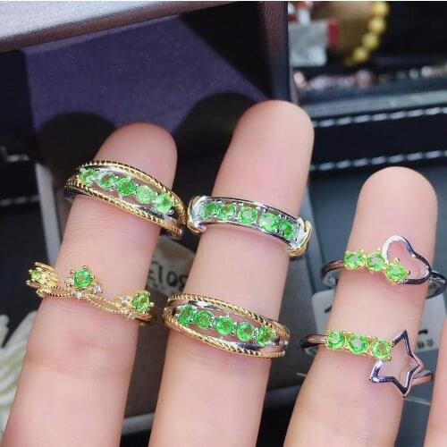 Classic green Tsavorite gemstone ring for women jewelry real 925 silver natural gem good color girl birthday gifr gold plated