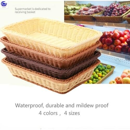 Bread fruit baskets hand-woven plastic imitating vines tray storage basket Waterproof durable and mildew proof 4 sizes colors