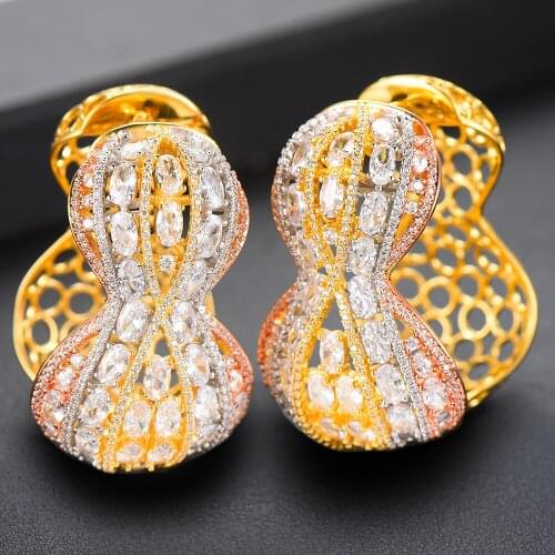 LARRAURI 2020 New Fashion Jewelry Women Hoop Earrings Summer Important Holiday Party Occasion Cubic Zirconia Earrings