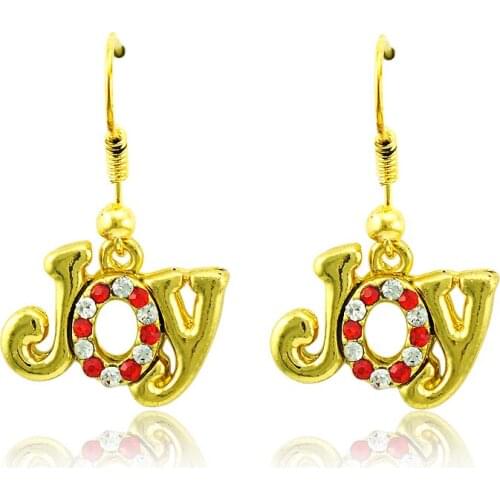 Fashion Charms Earrings Dangle Gold Color Rhinestone Letter JOY Statement Earrings For Women Christmas Gifts Jewelry