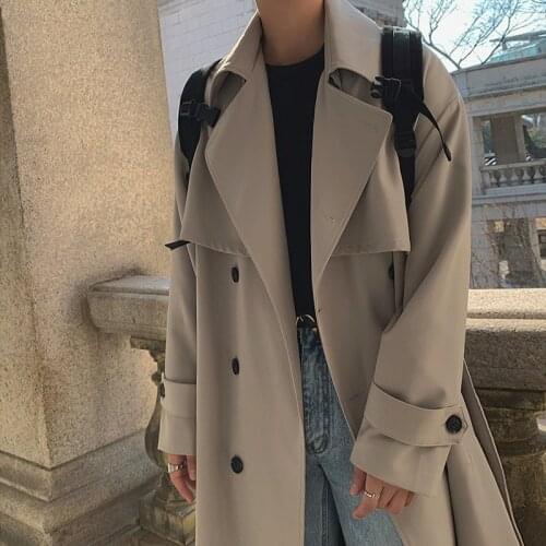 Mens Wear 2021 Autumn Fashion New Double Breasted Clothes Male Long Coat Loose Overcoat Trend Handsome Casual Windbreak
