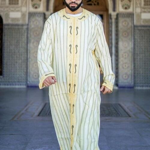 Men Islamic Arabic Kaftan Muslim Clothing Long Sleeve Patchwork Abaya Robes Fashion Saudi Arabia Dubai Mens Jubba Thobe