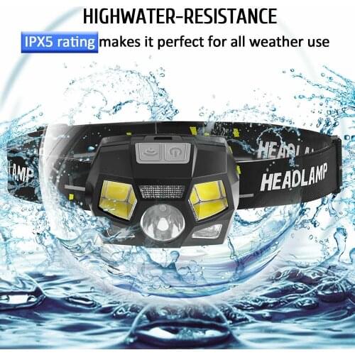 Headlamp Rechargeable Headlight Head Torch Lamp 6 Mode 300LM WaterResistant Running Hiking Bicycle Bike Sporting Goods