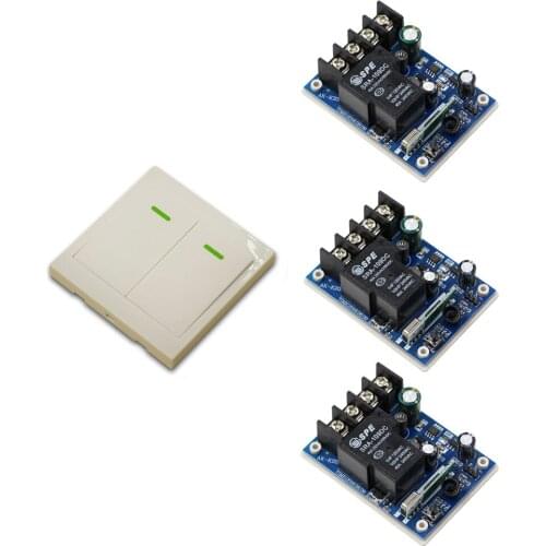 New 30A Wide Range Voltage DC12V-48V 1CH Remote Control Switch 3 * Receivers + 2CH Wall Transmitter Can Paste The Wall