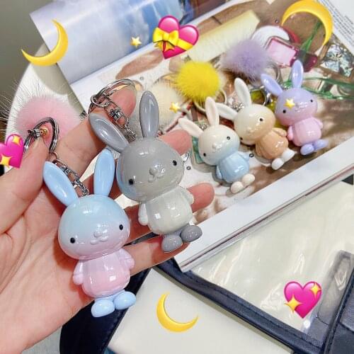 New Color Gradient Little Rabbit Cartoon Keychain Magic Ball Gift To Friends Gift Key Chain Lovely Wallet Accessories Wholesale