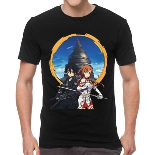 Sword Art Online T Shirt Mens Cotton Printed T-shirt Fashion Tshirt Short Sleeve Anime Manga Sao Kirito Yuuki Asuna Tee Tops