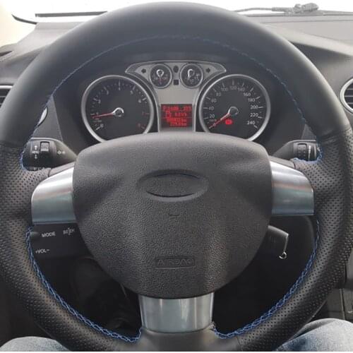 DIY Custom Original Car Steering Wheel Cover For Ford Focus 2 2005-2011 Leather Braid Cover For Steering Wheel Car Accessories