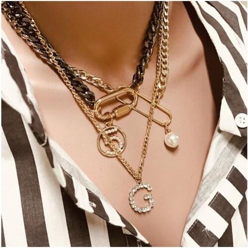 2020 Geometric punk Letter Pendant Necklace For Women Creative Heart Clavicle Necklaces Fashion Jewelry Accessories