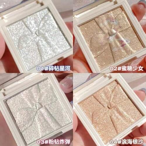 Bowknot Clear Highlight Powder Shimmer Makeup Palette Blush Facial Contour Bright Skin Shiny Lasting Waterproof Beauty Cosmetics