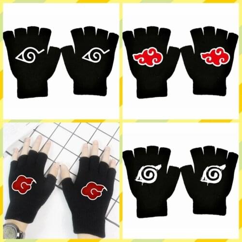 NARUTO Gloves Cartoon Anime Half-finger Gloves Warm Knitted Cotton Gloves Autumn and Winter Unisex Christmas Birthday Gifts