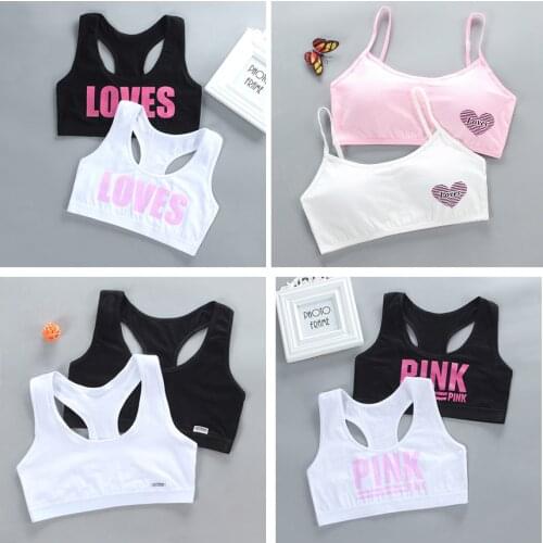 Gift Girl Bra Teen Crop Top Underwear Vest Racerback Puberty Sport Training Bras Letter Streetwear Tube Top New Year 7-14Y 10 9