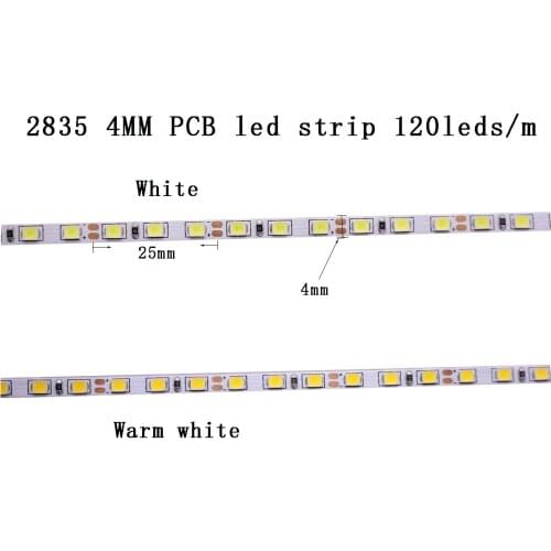 5m tira conduzida 2835 smd 120leds/m dc12v 4mm fita conduzida flexível da fita da corda conduziu a lâmpada clara branco natural