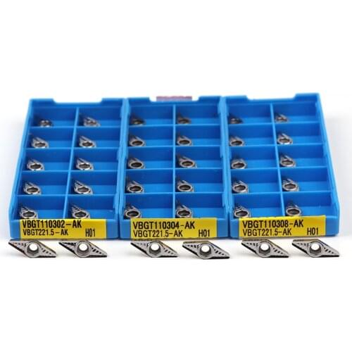 10pcs VBGT110304 VBGT110308 VCGT110302 VCGT110304 AK H01 Carbide Insert CNC Lathe Turning Tools VCGT VBGT Blade for Aluminum