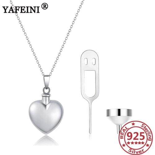 YAFEINI 925 Sterling Silver Heart Urn Necklaces for Ashes Pet Ash Casket Cremation Pendants Keepsake Pet Ashes Cremation Jewelry
