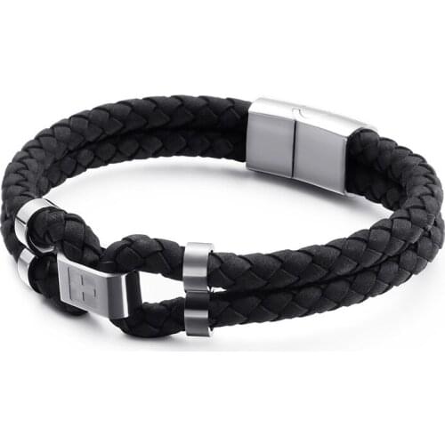 Stainless steel jewelry Men and women multi-layer fashion bracelet simple cross leather bracelet mens bracelet