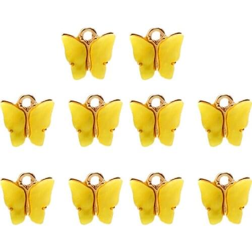 10Pcs Acrylic Butterfly Charms Gold Silver Color Metal Insect Pendant For DIY Jewelry Making Accessories Necklace Earring Crafts
