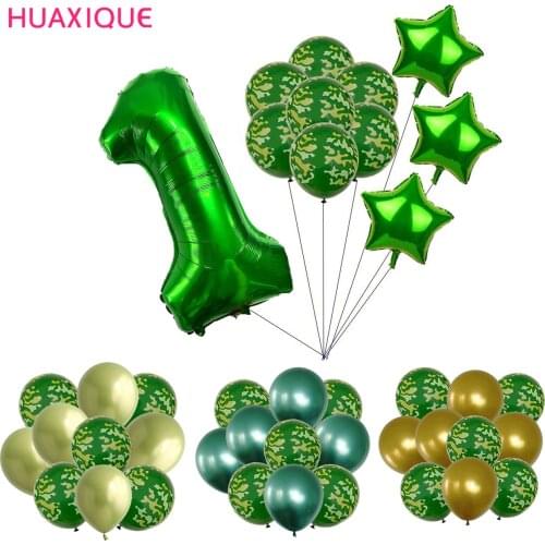 10pcs 12inch Metal Pearl Balloons Camouflage Latex Ballons Military Theme Party Toy Balloon Happy Birthday Banner Bouting Decor