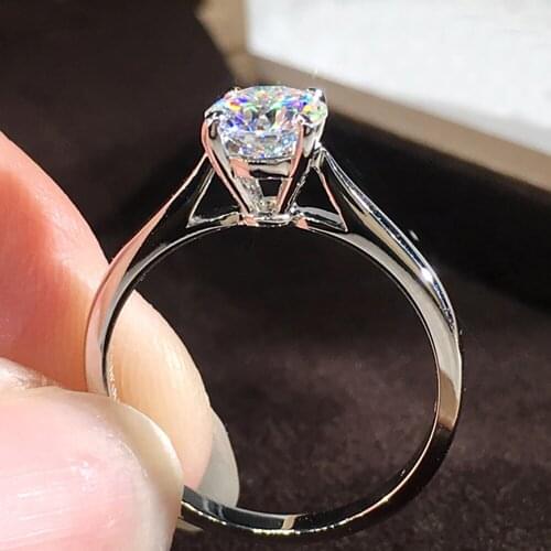 14K Au585 White Gold Women Ring Moissanite Diamonds 1 2 3 4 5 Carat Round Wedding Party Engagement Anniversary Ring Trendy