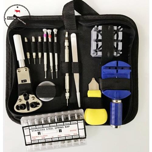 15 in 1 Watch Repair Tool set one bag Watchbands Adjusting Watch Back Opener Tools Kit for watchmakers