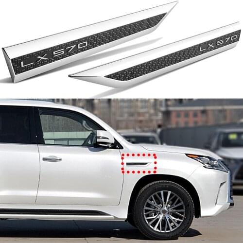 2pcs Car Side Body Fender Blade Sticker ABS For Lexus LX570 Rear Trunk Logo Emblem Sport Blade Trim Decor Car Tuning