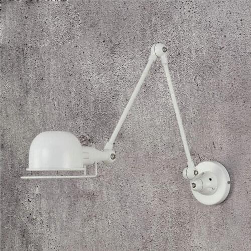 American retro interior 360 degree rotation black long arm bedroom wrought iron iron lamp led lighting fixture led iron lamps