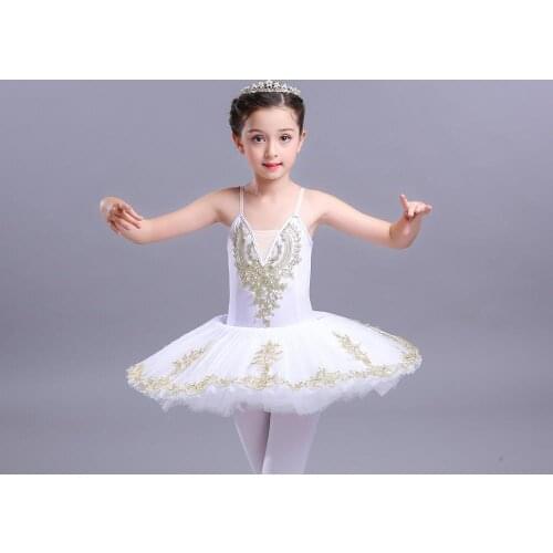 White Childrens Ballet Tutu dance Dress costumes Swan Lake Ballet Costumes Kids Girls Stage wear Ballroom dancing Dress