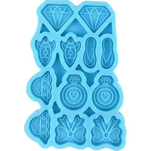 Bowknot Diamond Slippers Sun Hat Shaped Earrings Ear Studs Epoxy Resin Mold Jewelry Necklace Pendant Silicone Mould DIY Crafts D