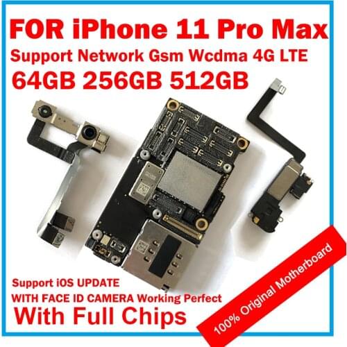 For iPhone 11 pro max Motherboard With / No Face ID Clean Original Replaced Main Board good Tested Facial Function LTE Support