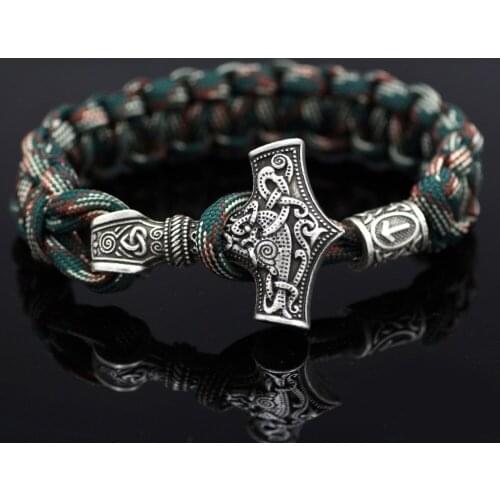 BOEYCJR Viking Vintage Bangles & Bracelets Ethnic Alloy Cross Punk Jewelry Braided Rope Bracelet For Men Ethnic Gift 2018