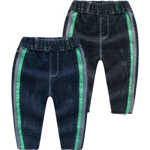 Brand Fashion Jeans for Boys Clothes Childrens Denim Pants 2019 Autumn New Striped Patchword Design Denim Pants Baby Clothes