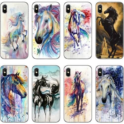 Watercolor horse Accessories Phone Case For Huawei P20 P30 P40 Pro P10 P9 Lite Y5 Y6 Y7 Y9 P Smart Plus 2018 2019