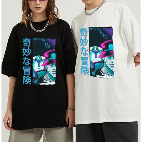Summer JoJo Bizarre Adventure T Shirt Kujo Jotaro Cosplay Short Sleeve Man Japan Anime Star Platinum 0-neck Casual T-shirt Tops