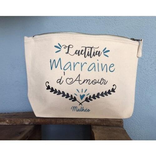 Personalized Makeup Bag for godmother, goddaughter kit bags, bachelorette cosmetic bag, witness favor gift bag, thank you gift