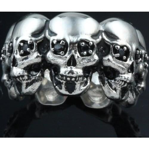 Gothic Style Punk Skeleton Skulls Rings For Men Hip Hop Stainless Steel Finger Ring Jewelry Fashion Gift