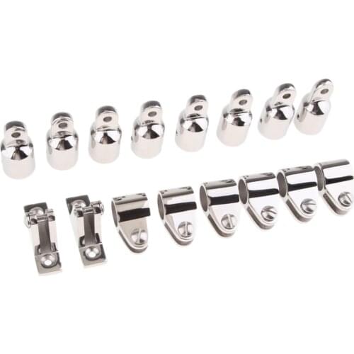 16pcs/Set Jaw Slide Eye End Cap Deck Hinge Mount Set Bimini Canopy Hardware Fittings