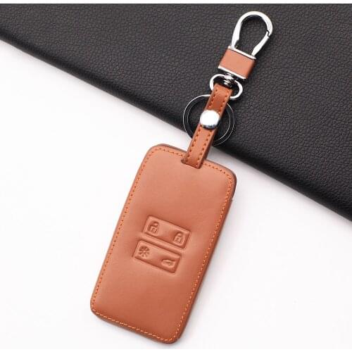 Leather Key Fob Cover Case Holder For Renault Talisman, Cap149, Space, Clio, Megane, Koleos, Scenic, 4 Remote Cards Accessories
