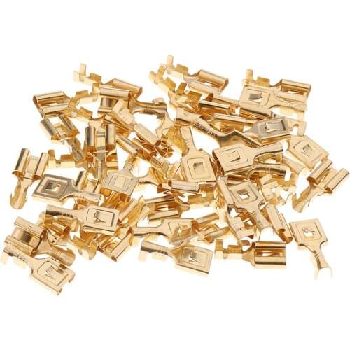 Easy Install Safety 50Pcs Brass Crimp Terminal Female Spade Connector 7.8mm
