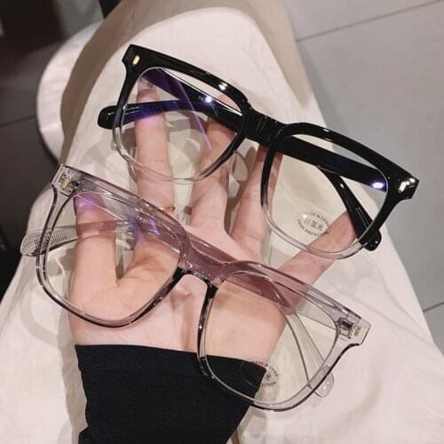 SO&EI Fashion Square Women Eyeglasses Frame Retro Rivets Decoration Clear Anti-Blu-ray Lens Eyewear Men Optical Glasses Frame