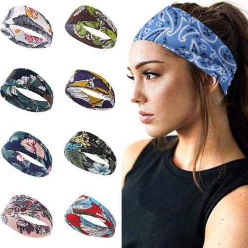 Fashion Women Headpiece Stretch Sport Turban Hair Accessories Print Headwear Yoga Run Bandage Hair Bands Headbands Wide Headwrap