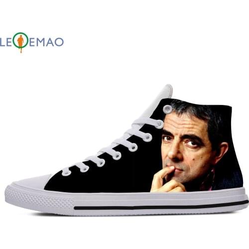Custom Spring Autumn Canvas Shoes Rowan Atkinson High Quality Handiness Flats Mens Casual Shoes Comfortable Big Off White