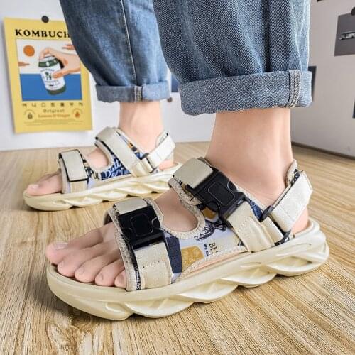 2021 New Beige Mens Summer Sandals Comfortable Platform Sandals Men Casual Slip On Shoes Beach Flip Flops Men sandalias hombre