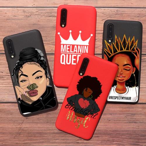 Melanin Poppin Queen Phone Case For Samsung S20 S10 S9 S8 Plus S7 Edge S10 E Afro Black Girl Magic rock Soft TPU Silicone Cover