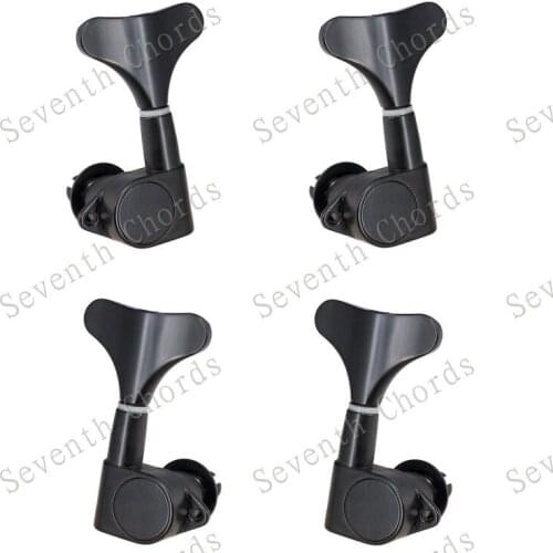 A Set of 4 Pcs Fish tail Buttons String Tuning Pegs Tuners Machine Heads for 4 String Bass Replacement - Black