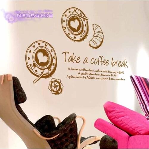 Coffee Shop Sticker Bean Milk tea Decal Cafe Cup Poster Vinyl Art Wall Decor Mural Decoration Bread Coffee Break Glass Decals