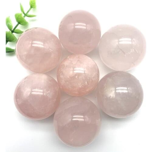 Natural Beautiful Clear Rose Pink Quartz Ball Sphere Crystal Polished Healing Crystals and Stone Healing Meditation Gift