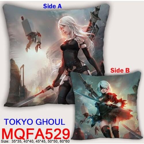 New Anime Game NieR:Automata Dakimakura Cover 3D Print Two Sided 45X45CM Decorative Pillowcase YoRHa 2B Square Pillow Cover NR03